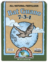 Down To Earth bat guano packaging shown for organic garden use