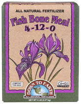 Down To Earth Fish Bone Meal 5lb packaging; OMRI-listed organic fertilizer for blooms and roots
