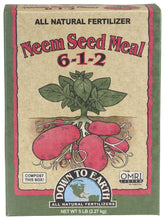 Down To Earth Neem Seed Meal bag for gardens boosts soil nutrition