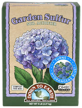 Down To Earth sulfur acidifier bag front for organic soil pH adjustment