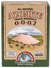 Down To Earth Azomite powder packaging in a compact 1 lb box for small gardens.
