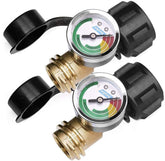DOZYANT propane gauge mounted on tank showing ready-to-grill status