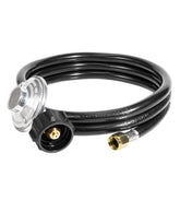 DPB 6ft propane regulator hose with 3/8-inch female flare nut for versatile LP gas connections.