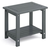 DPWOODON 2-tier Adirondack side table on patio, sturdy acacia for drinks.