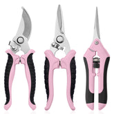 Drametic+ 3-pack pruning shears with ergonomic pink-black handle for comfortable grip.