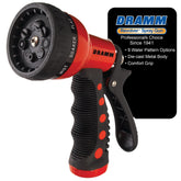 Dramm Revolver 9-patterns dial shows versatile spray options for watering and cleaning tasks.