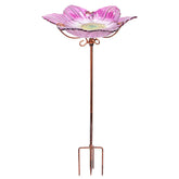Dream Garden glass pink bird bath 26-inch height adds a colorful focal point and attracts birds.
