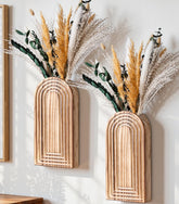 DREAMLOOM wooden wall vases pair for stylish wall display in compact spaces.