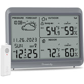 DreamSky weather station display showing inside/outside temperature for quick planning