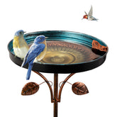 DREAMSOUL 38-inch bird bath with butterfly edge attracts birds and enhances garden charm
