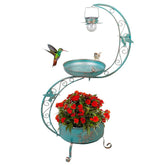 DREAMSOUL bird bath with flower planter base adds color and provides a stable perch for birds.