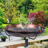 DREAMSOUL deck-mounted bird bath with adjustable clamp inviting birds to bathe