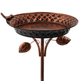 Dreamysoul 37-inch metal bird bath on a sturdy stand enhances garden decor.