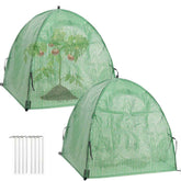 DredQcco 2-pack plant freeze protection cover with green grid shields shrubs from frost while letting light through.