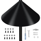 DreiPanda Wider Squirrel Baffle on a bird feeder pole blocks raccoons with a smooth, slip-slide surface.