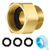 Dreyoo brass hose bib adapter close-up highlighting rugged brass construction for outdoor use.