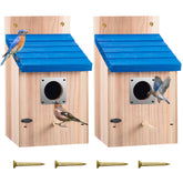 Dreyoo Cedar Bluebird Box exterior view showing durable cedar craftsmanship outdoors.