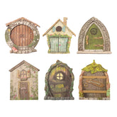 Drhomeam miniature fairy doors six pack wooden set for outdoor garden entrances and whimsy