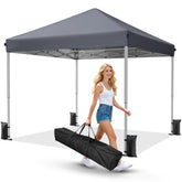 Driftalia 10x10 pop-up tent setup demonstrates fast tool-free assembly.