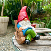 Drinking Coffee Gnome statue on garden path adds whimsical curb appeal.