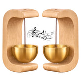 DsoneJagr magnetic door chime bell front view showing beech wood and brass finish for a warm entry