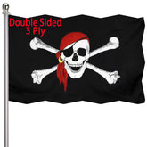 Ducuh pirate flag double-sided design fluttering for outdoor display.