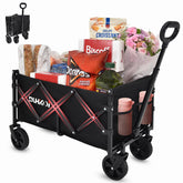 DUHKOI Collapsible Wagon with wheels enables smooth steering on grass and pavement for shopping or camping