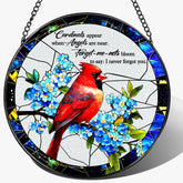DUJITODOH Cardinal stained glass window hanging brightens windows with vibrant color reflections.
