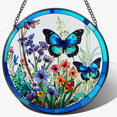 DUJITODOH stained glass butterfly suncatcher brightens windows with colorful light patterns