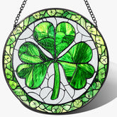 DUJITODOH stained glass suncatcher shamrock 8-inch brightens windows with vivid color