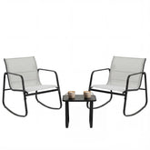 DUMOS 3-piece patio rocking set in gray, ideal for cozy outdoor conversations.