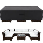 DUMOS rectangular outdoor furniture cover protects a 126-inch dining set from rain and dust