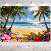 Duoduobuy 7x5ft Hawaiian backdrop with palm leaves for vibrant Luau party photos.