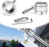 DUPKEV 1in flag pole rings with a clean silver finish for smooth 360-degree rotation.