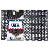 Durite recycled tire-link entrance mat in black, 24x36 inches, outdoor-ready surface.