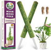 Duspro green moss pole assembly view showing stackable plant support for climbing plants.