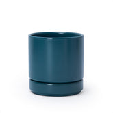 D'vine Dev teal ceramic planter front view for a clean modern indoor look