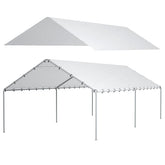 DWALE 10x20 carport cover front view shows waterproof, UV-protected fabric for all-weather protection.