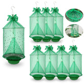 Dwcom Trap ranch fly trap hanging in barn for simple pest control.
