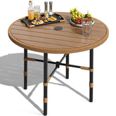 DWVO round outdoor table with umbrella hole for shaded outdoor meals
