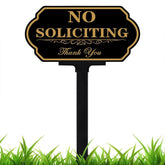DXSIGN no-soliciting front door sign 14x7 inches for polite boundary setting.
