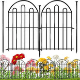 Dyemair arch garden fence panel marks a clean border for flower beds.
