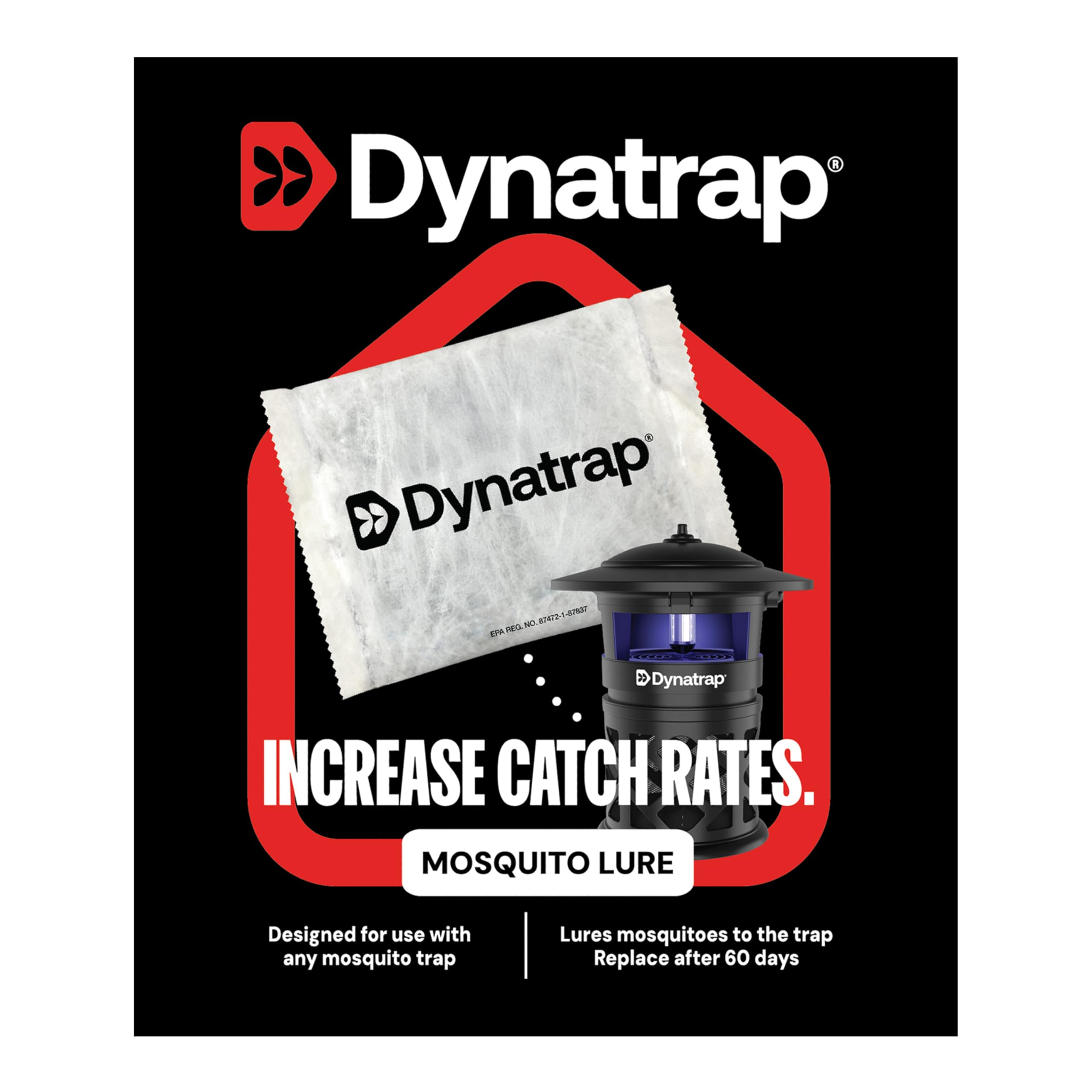 DynaTrap Mosquito Lure sachet in outdoor trap boosts attraction.