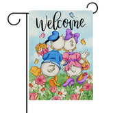 Dyrenson Welcome Spring cartoon duck flag adds cheerful charm to your garden.