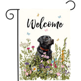 DZGlobal floral black lab garden flag, double-sided for outdoor welcome.