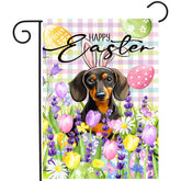 DZGlobal Happy Easter dachshund flag double-sided outdoor welcome