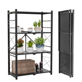 Eagle Peak 4-Tier Foldable Shelf in use for greenhouse storage