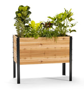 EARTH ELEVATED cedar garden bed front view shows elevated design for easy herb growing.
