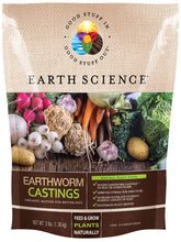 Earth Science Earthworm Castings bag ready for soil health and moisture retention.