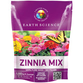 Earth Science Zinnia Seeds mix pack brightens gardens and attracts pollinators.